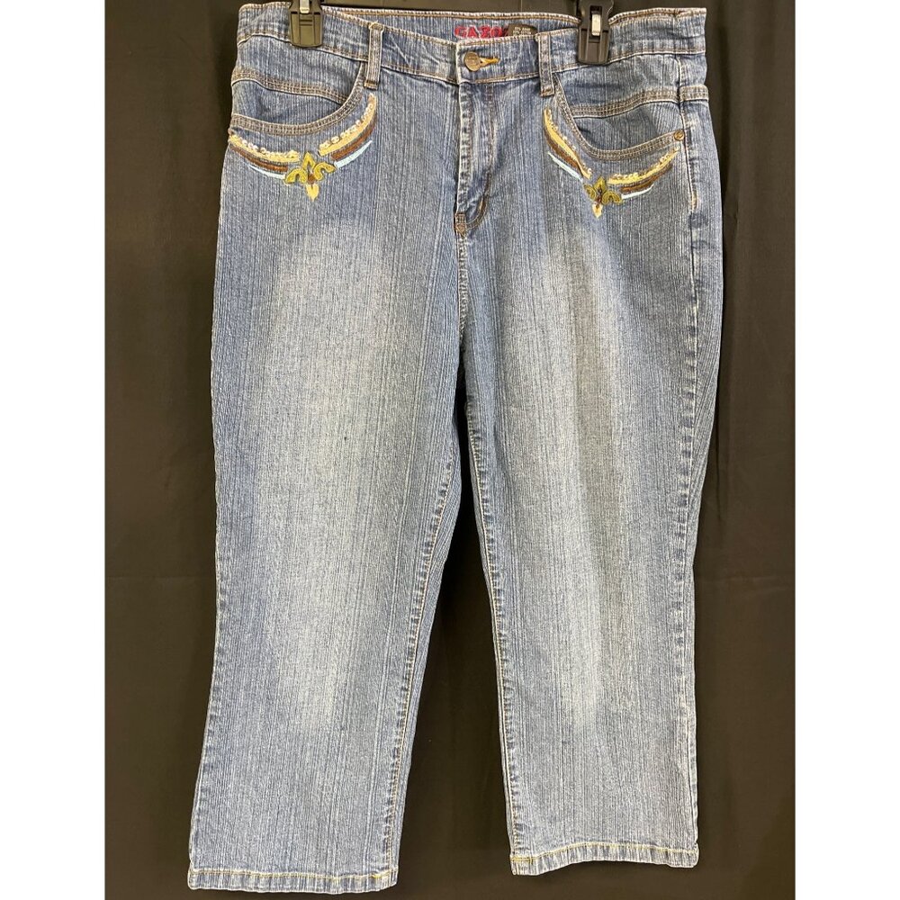 Gazoz Women's Blue Embroidered Jeans/Straight Leg Sz 14 SKU 4258
